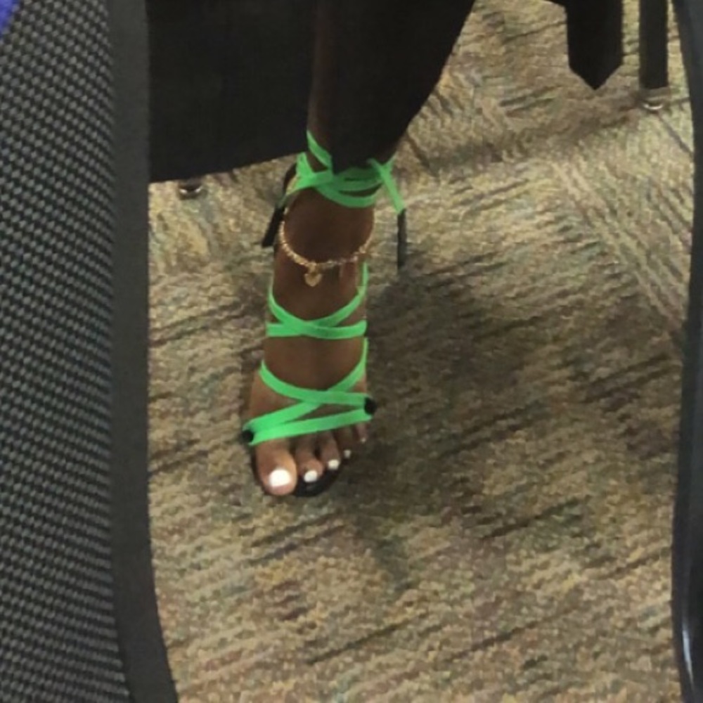 Green laced heels